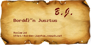 Bordán Jusztus névjegykártya